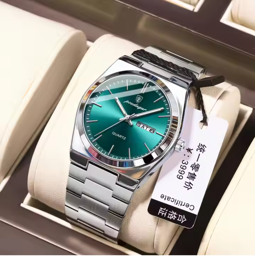 Poedagar 930 Men's Luxury Quartz Watch – Luminous Hands, Stainless Steel, Calendar, Business & Fashion Wristwatch