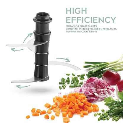 Simply Push 900 ml Manual Push Chopper – Light Green | Dual-Blade Onion & Vegetable Cutter with Safety Lock