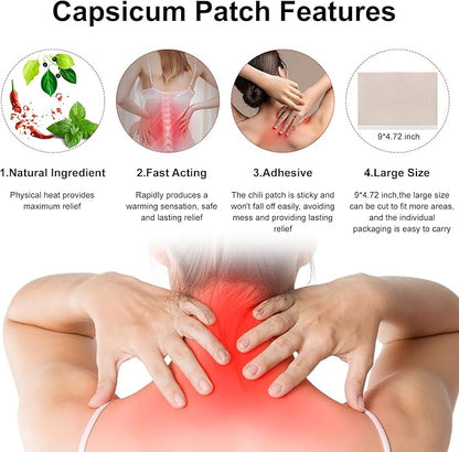 Imported Capsaicin Patches,4.72"x7.08" Hot Capsicum Pain Relief Patch - Pack of 10