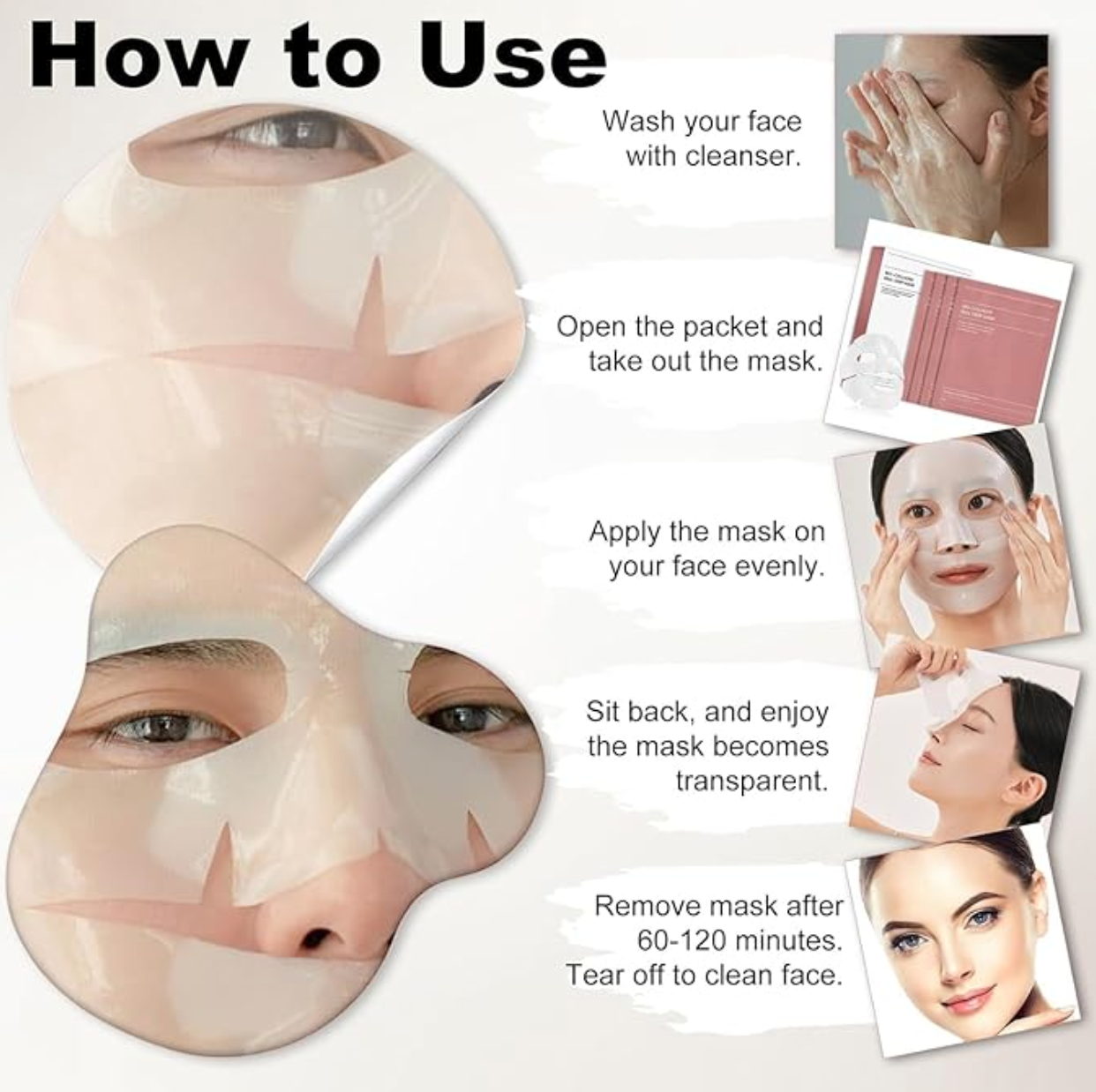 Pack of Collagen Facial Mask – Compressed Anti-Aging, Hydrating & Firming Sheet Mask (Travel Size)