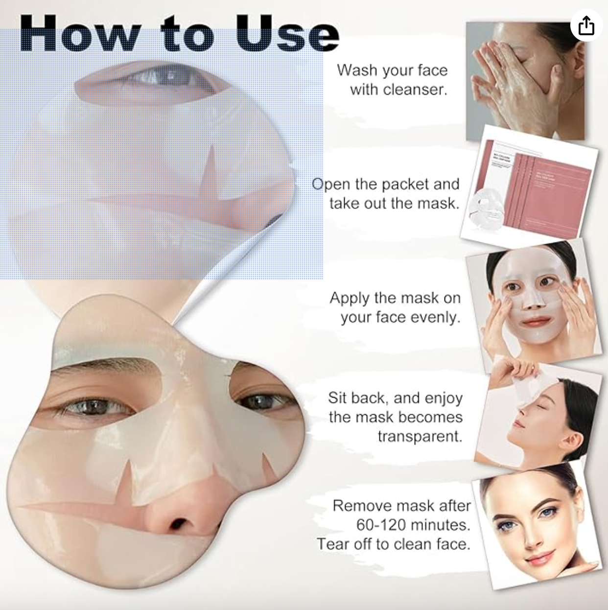 Pack of Collagen Facial Mask – Compressed Anti-Aging, Hydrating & Firming Sheet Mask (Travel Size)