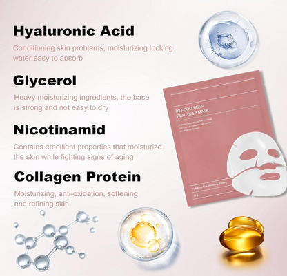 Pack of Collagen Facial Mask – Compressed Anti-Aging, Hydrating & Firming Sheet Mask (Travel Size)
