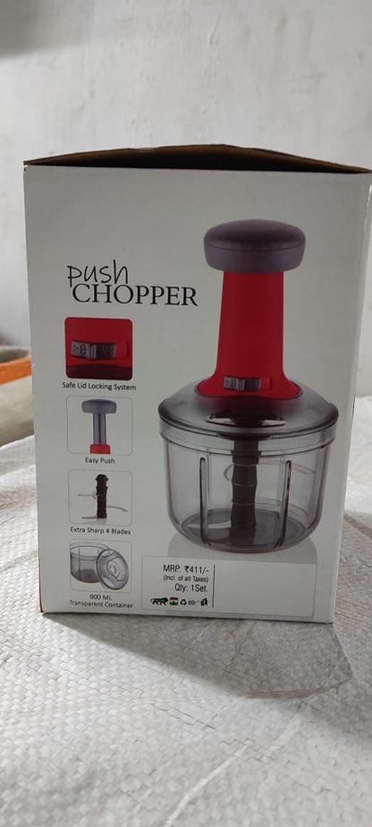 Simply Push 900 ml Manual Push Chopper – Light Green | Dual-Blade Onion & Vegetable Cutter with Safety Lock